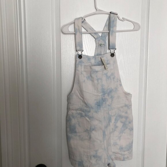 New Aerie Women's XS Tie-Dye Denim Overalls - Light Blue & White NWT - Picture 4 of 8